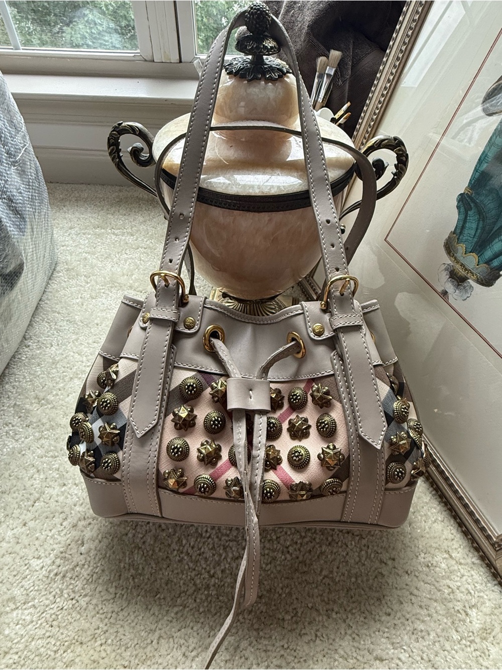 Burberry Nova Check Warrior Style Studded Bag - Picture 2 of 8